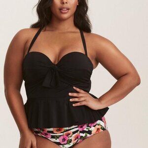 Torrid peplum underwire tankini in black